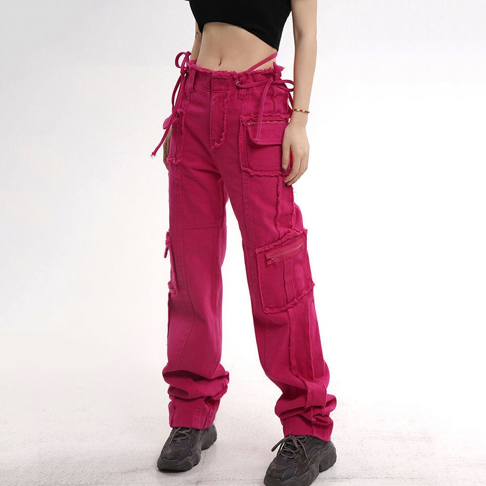 Autumn Vintage Baggy Jeans Women Streetwear Y2k Hip Hop Wide Leg Cargo Pants Sexy Low Waist Straight Denim Trousers Clothing